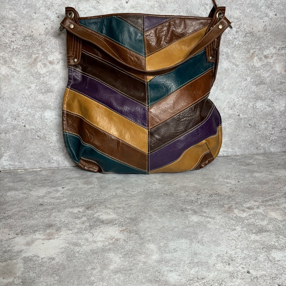 Multicolor Chevron Leather Tote Bag